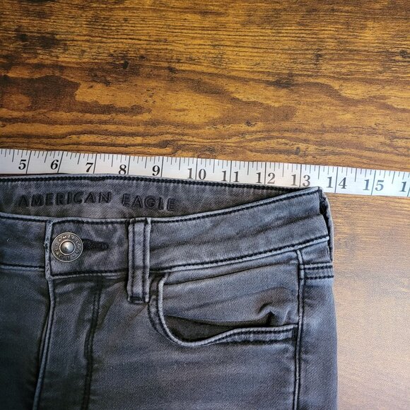 American Eagle 2 R Next Level Stretch Jegging Hi Rise Charcoal Wash Denim - Picture 7 of 11